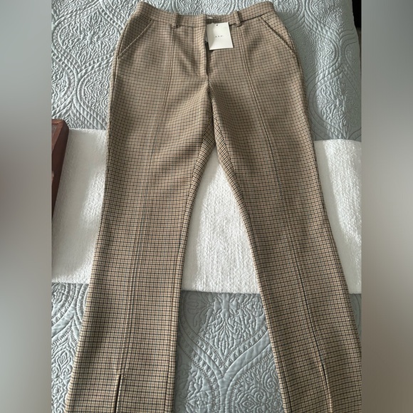 FLASH SALE NWT ALC Javier Houndstooth Plaid Split Flared Pants Size 6 - Picture 4 of 12